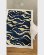 Modern Indigo Abstract Patterns #03 - Glass Framed Wall Art