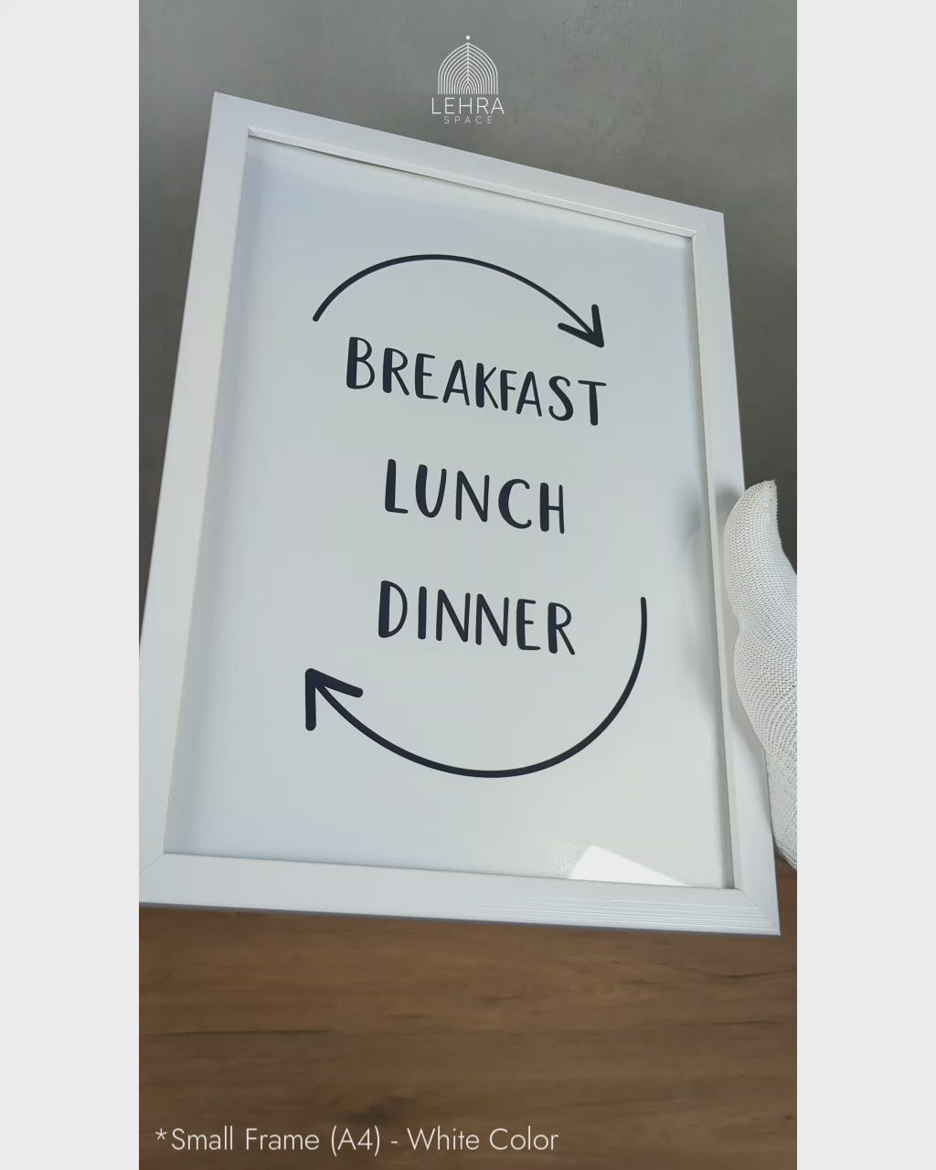 Breakfast Lunch Dinner - Minimalist Kitchen Quotes #05 - Glass Framed Wall Art