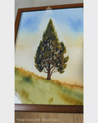 Solitary Hillside Pine - Nature in Watercolor #07 - Glass Framed Wall Art