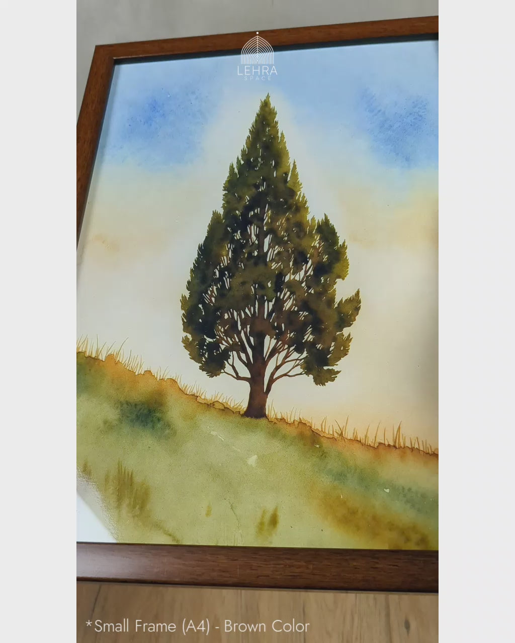 Solitary Hillside Pine - Nature in Watercolor #07 - Glass Framed Wall Art
