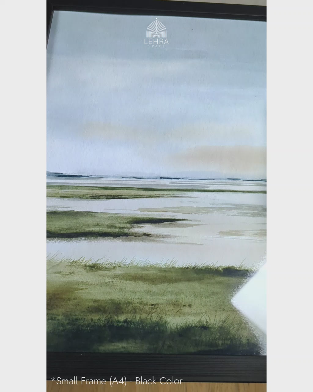 Calm Marsh and Sky - Abstract Watercolor Landscapes #01 - Glass Framed Wall Art