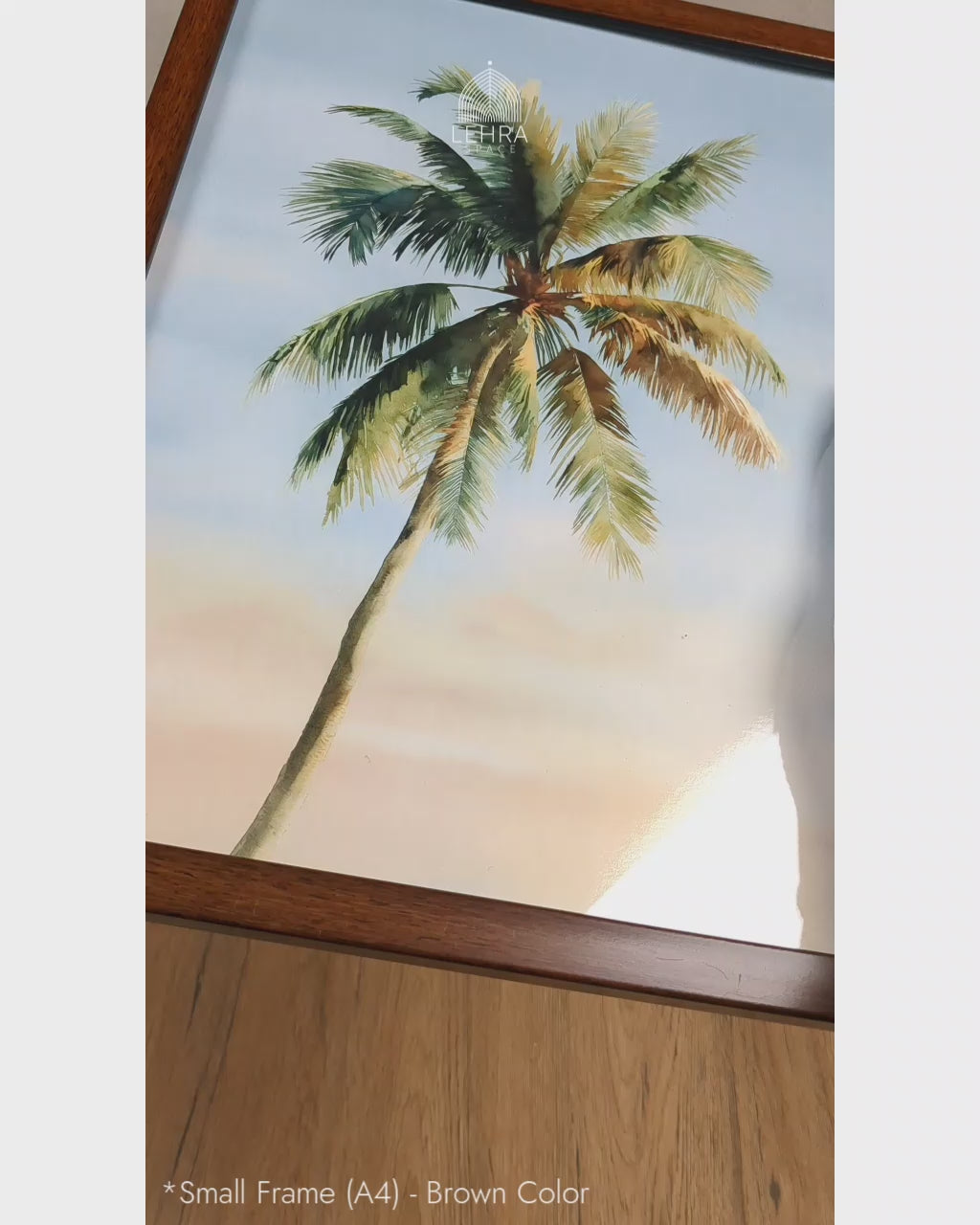 Solitary Coconut at Sunset - Nature in Watercolor #01 - Glass Framed Wall Art
