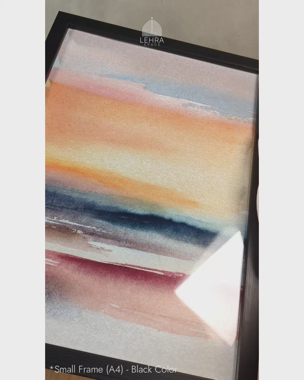 Pastel Peach Sunset - Abstract Watercolor Landscapes #07 - Glass Framed Wall Art