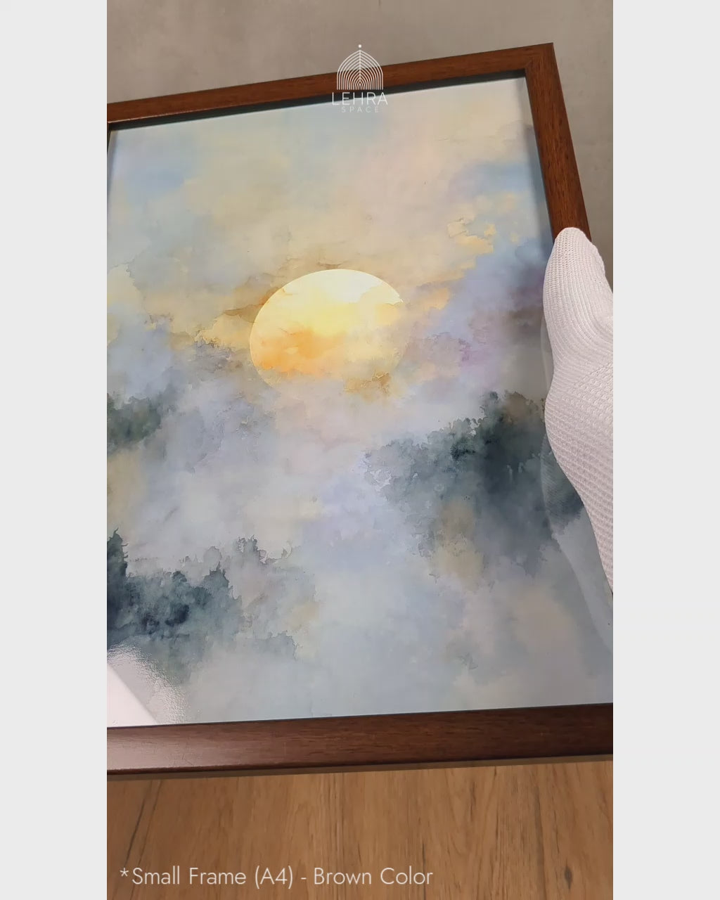 Ethereal Sun through Clouds - Nature in Watercolor #03 - Glass Framed Wall Art