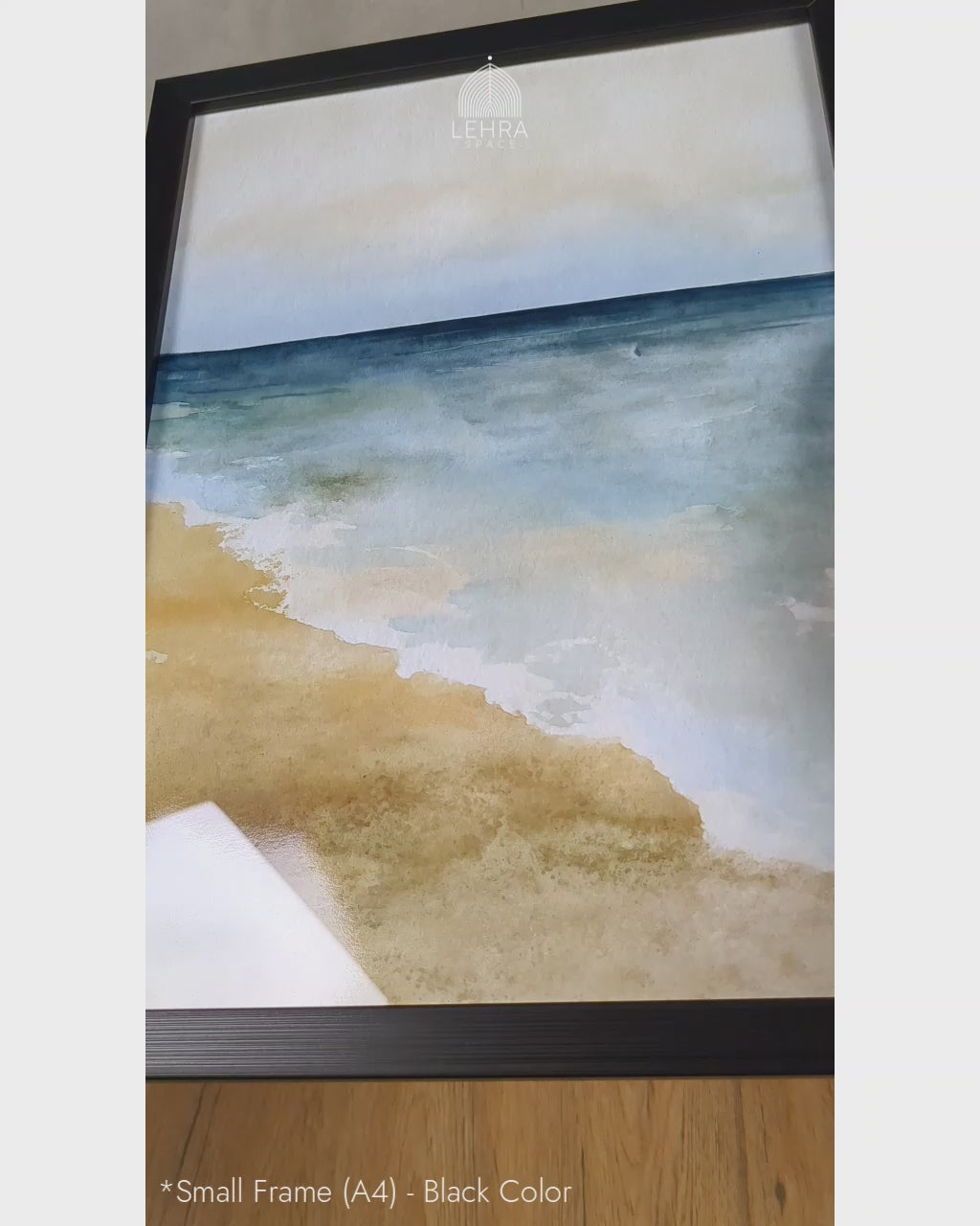 Soft Blue Seashore - Abstract Watercolor Landscapes #05 - Glass Framed Wall Art