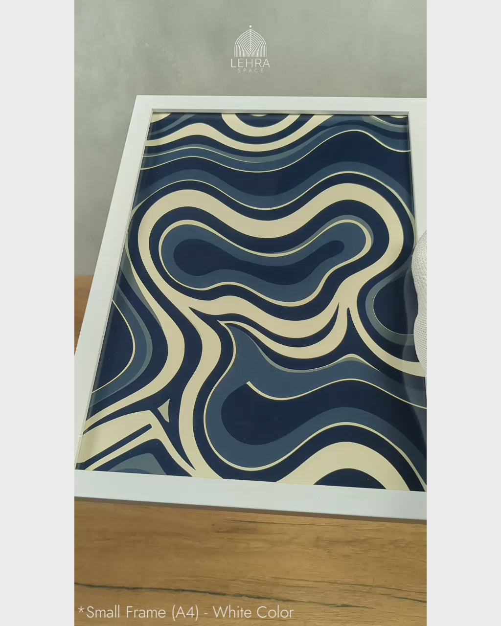 Modern Indigo Abstract Patterns #01 - Glass Framed Wall Art