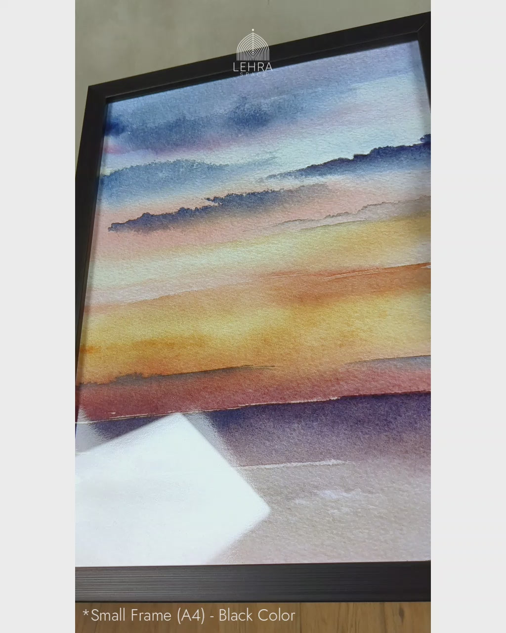 Moody Orange Horizon - Abstract Watercolor Landscapes #06 - Glass Framed Wall Art