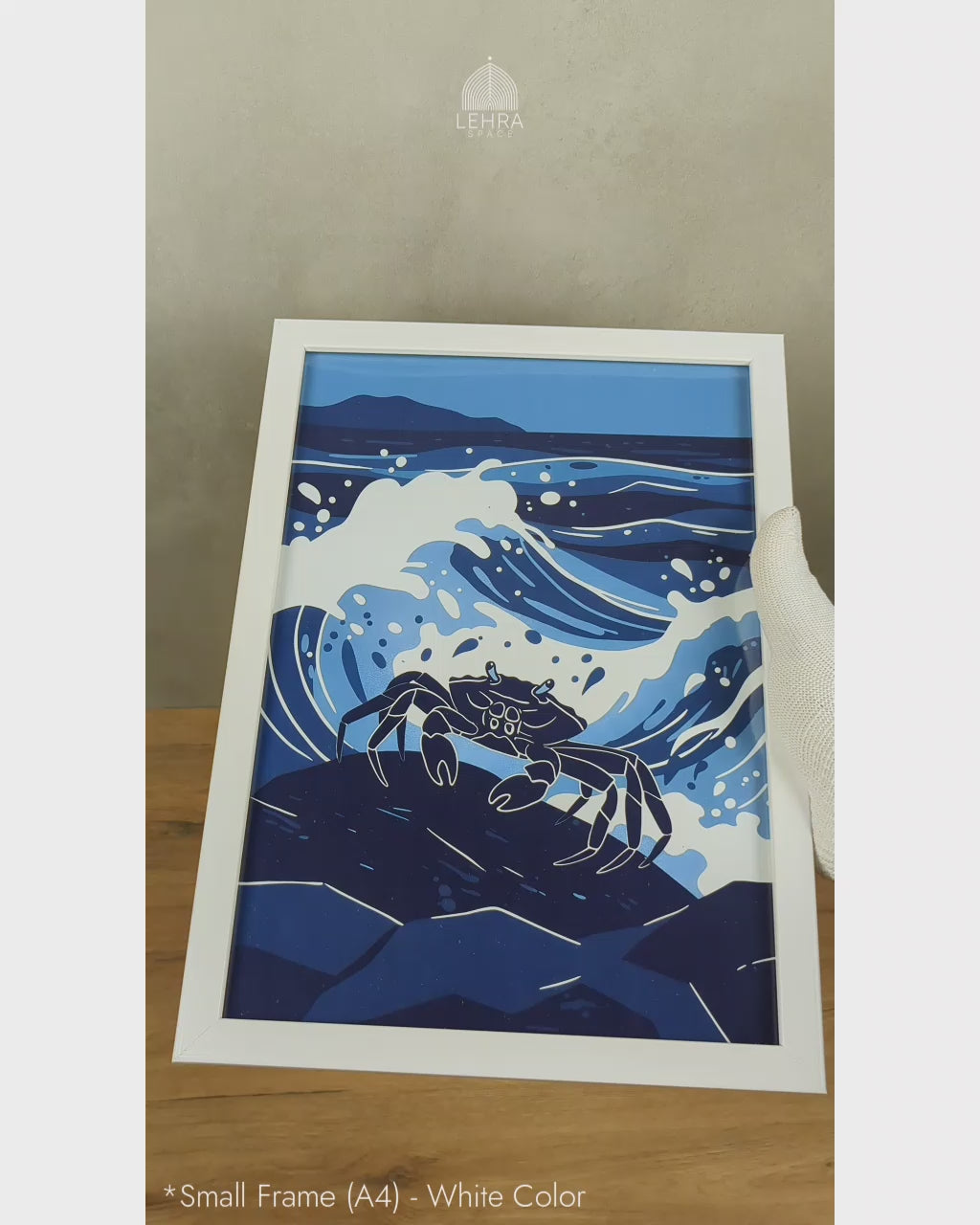 Coastal Rock Crab - Marine Life in Dark Blue #07 - Glass Framed Wall Art