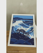 Coastal Rock Crab - Marine Life in Dark Blue #07 - Glass Framed Wall Art