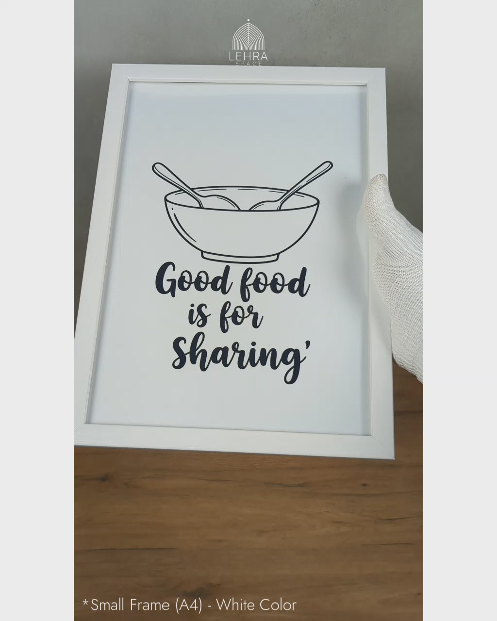 Good Food is for Sharing - Minimalist Kitchen Quotes #10 - Glass Framed Wall Art