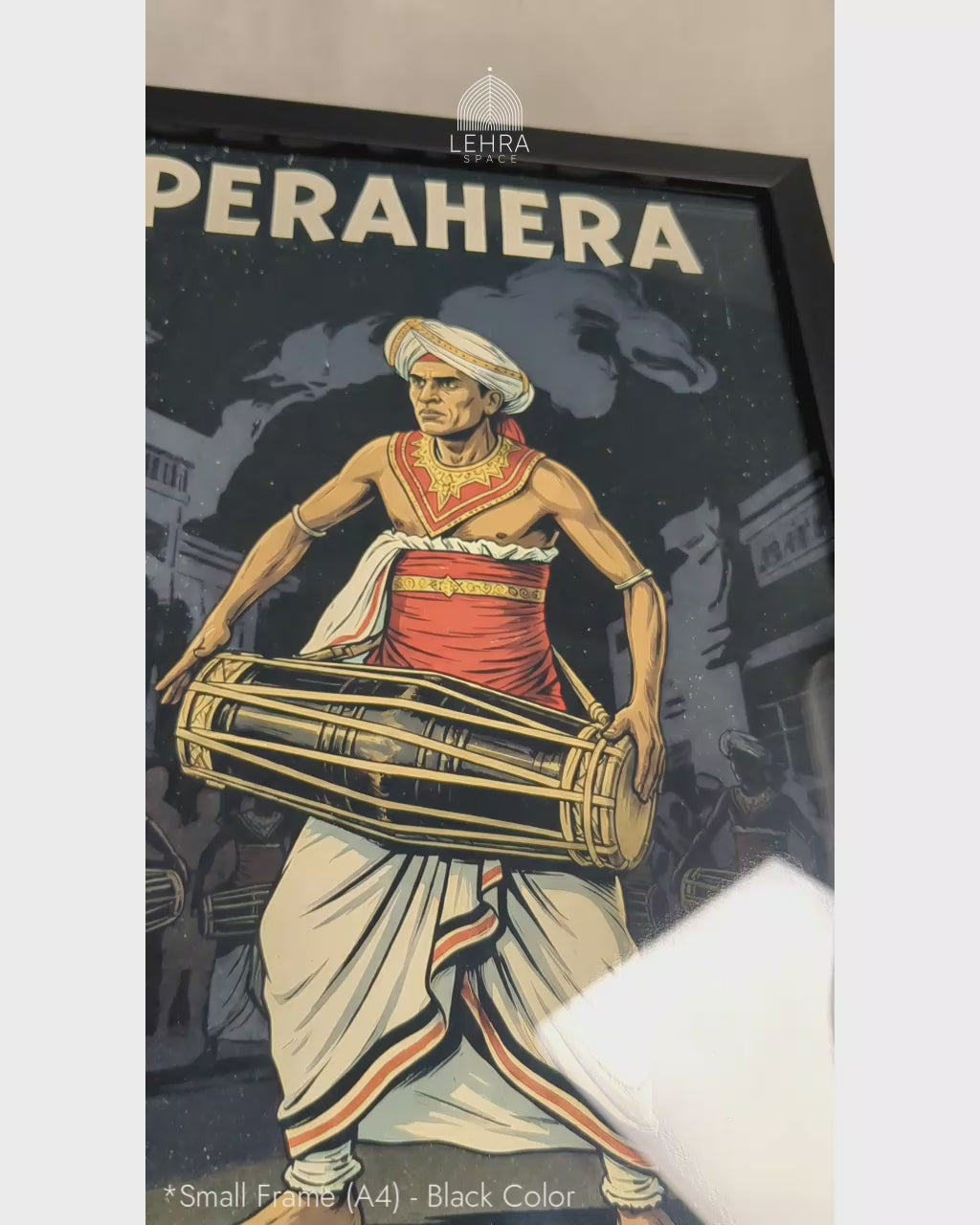 Perahera Drummer - Sri Lankan Retro Posters #08 - Glass Framed Wall Art