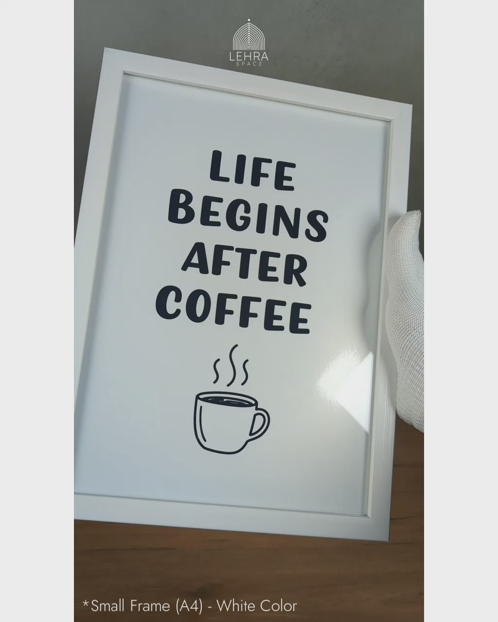 Life Begins After Coffee - Minimalist Kitchen Quotes #02 - Glass Framed Wall Art