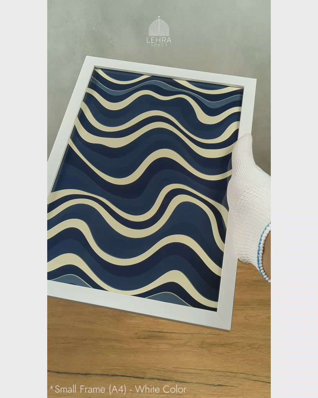 Modern Indigo Abstract Patterns #02 - Glass Framed Wall Art