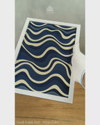 Modern Indigo Abstract Patterns #02 - Glass Framed Wall Art