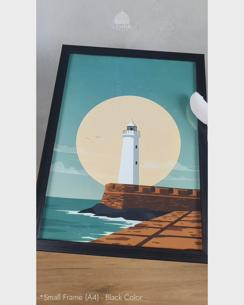 Fort Lighthouse Silhouette - Ceylon Landscapes by Moonlight #01 - Glass Framed Wall Art
